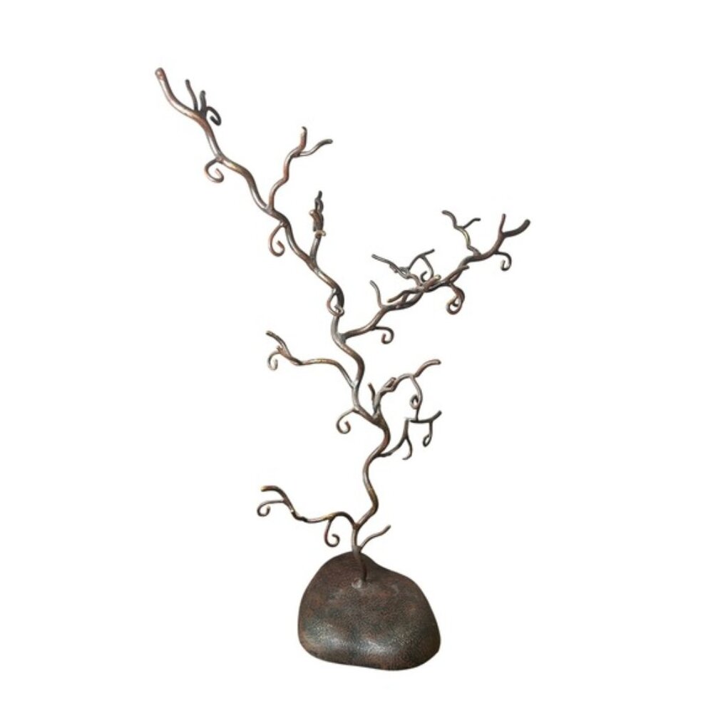 90s Rustic Heavy Twisted Metal Art Tree Jewellery Organizer Stand Hanger Display